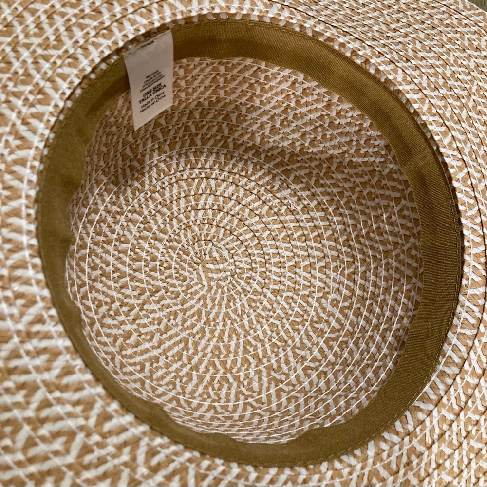 NWOT Sun Hat Vintage 80s 90s White Tan Women's One Size - Picture 4 of 6